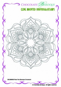 Palm Fan Baroque Ornament Individual cling mounted rubber stamp